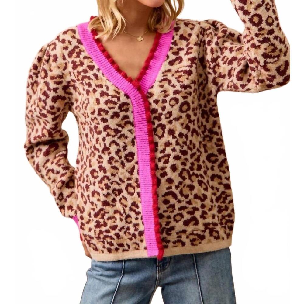 NEW VANILLA MONKEY gia pullover sweater in leopard